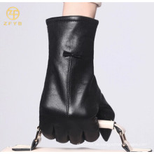 Schwarze Mode Winterkleid Leder Handschuhe für Damen